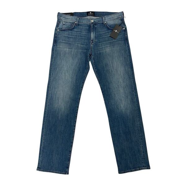 7 for All Mankind Austyn Jeans Relaxed Straight Leg Medium Blue Luxe Men’s 38 - Picture 1 of 7